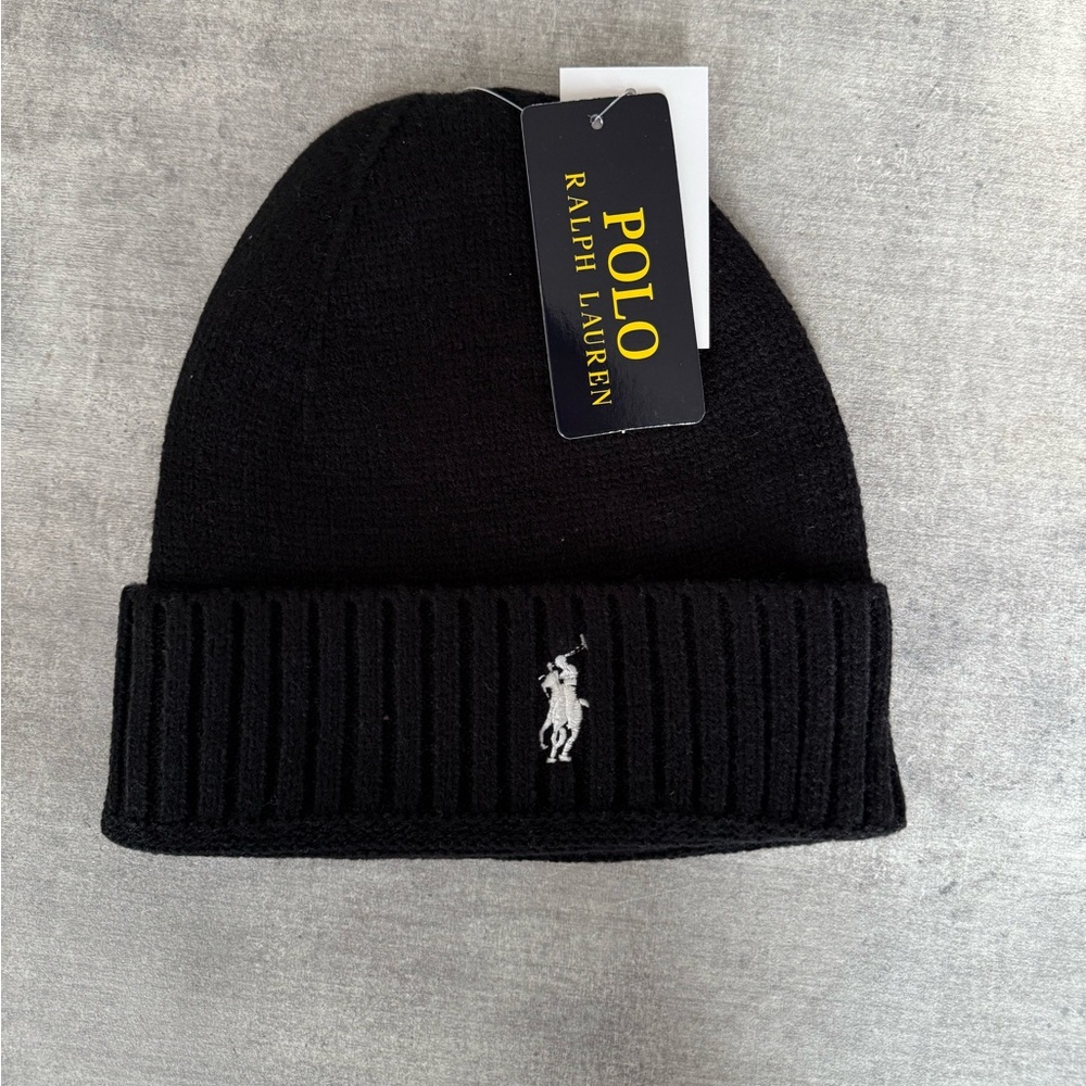 Ralph Lauren Black Ribbed Beanie